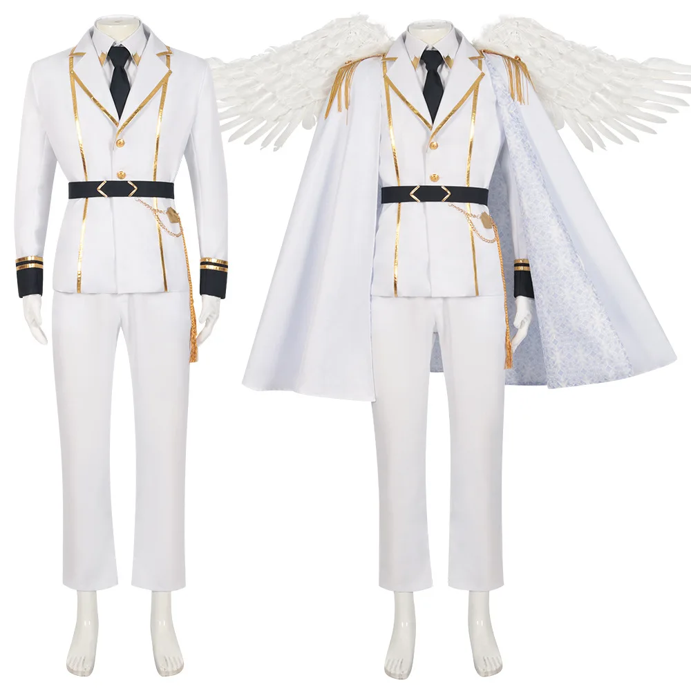 

Anime Blue Lock Isagi Yoichi Angel Cosplay Costumes with Angel Wings Halloween Party Costume Set