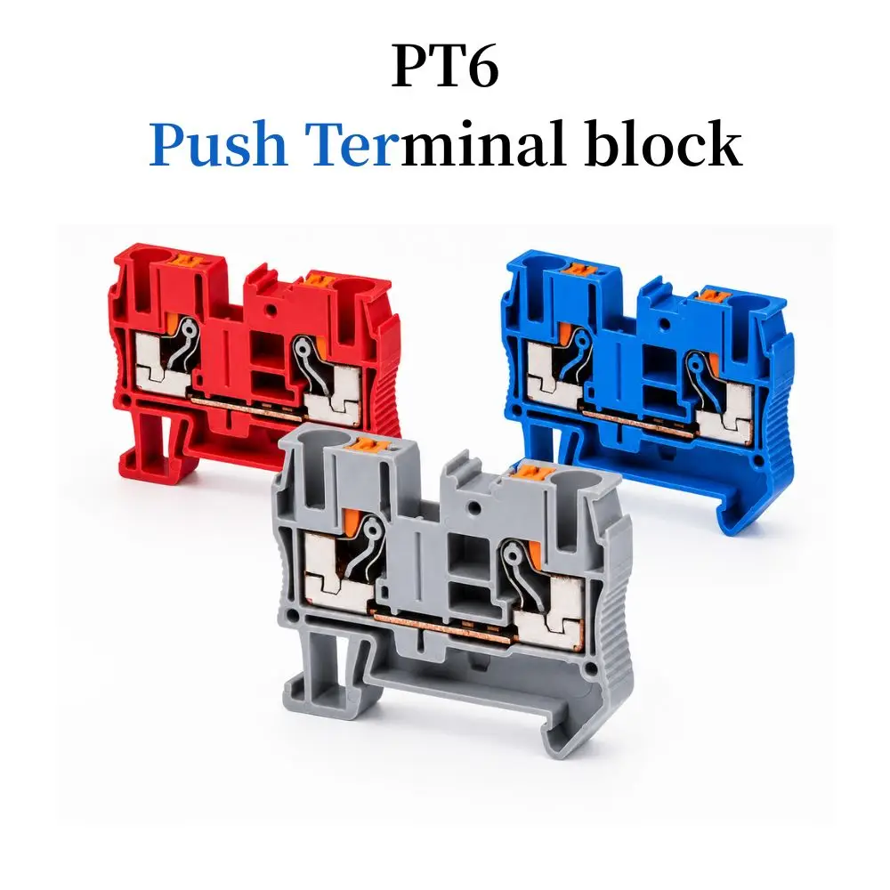 10PCS PT6 Push-In DIN Rail Terminal Block CONNECTOR  6 mm² Connector