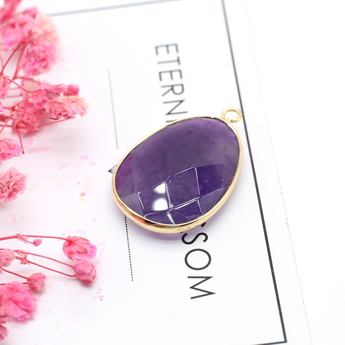 Natural Amethysts Pendant Charms Natural Purple Quartz Crystal Connector For Healing Pendulum Jewelry Earring Necklace Making