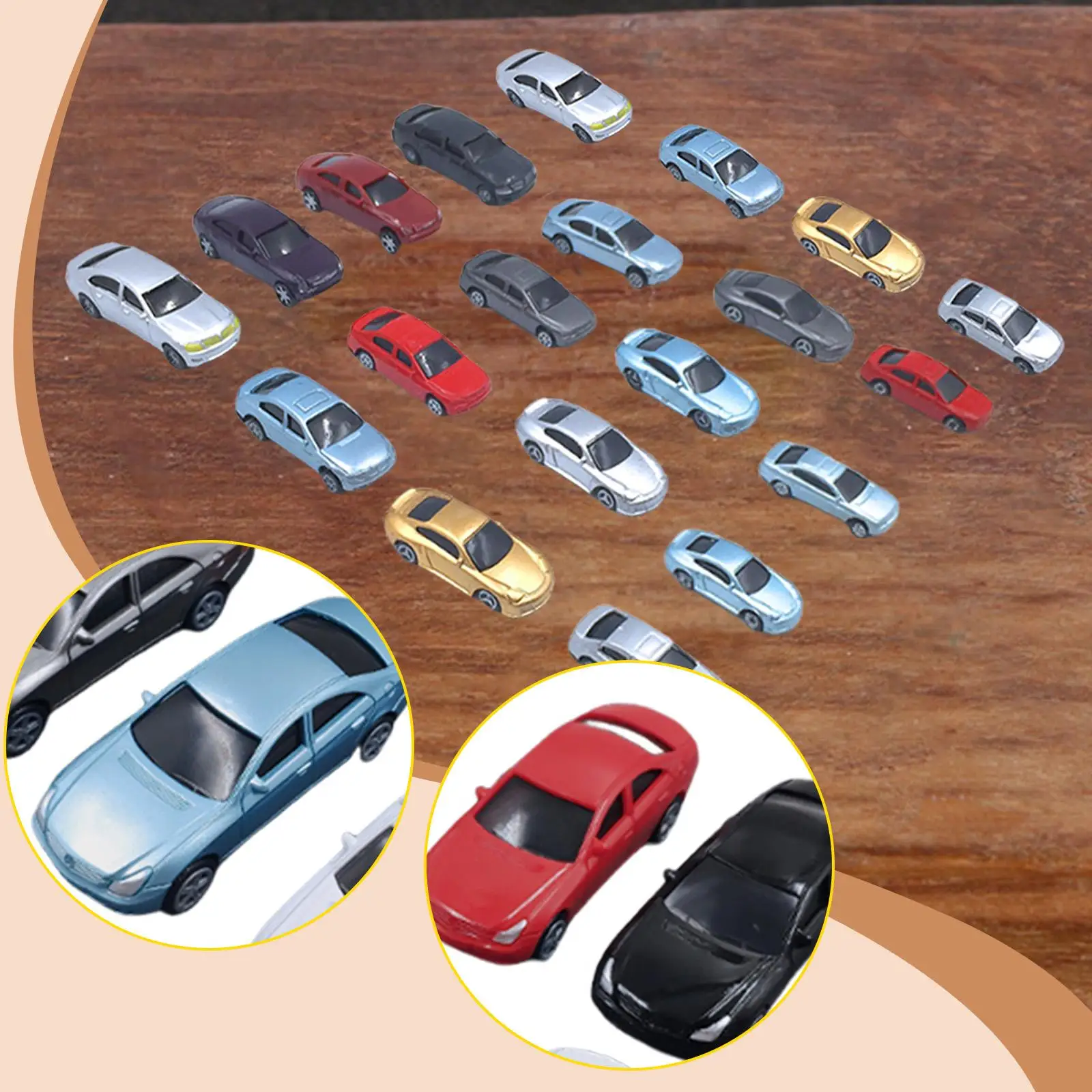 

20x Model Cars Miniature Painted Mini Vehicle for Model Train DIY Projects Scenery