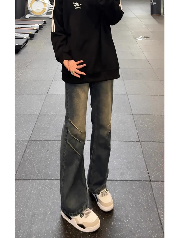 

Винтажные джинсы Bla Waed, мужские повседневные прямые брюки, облегающие длинные брюки, осенние молодежные брюки High Street Sle