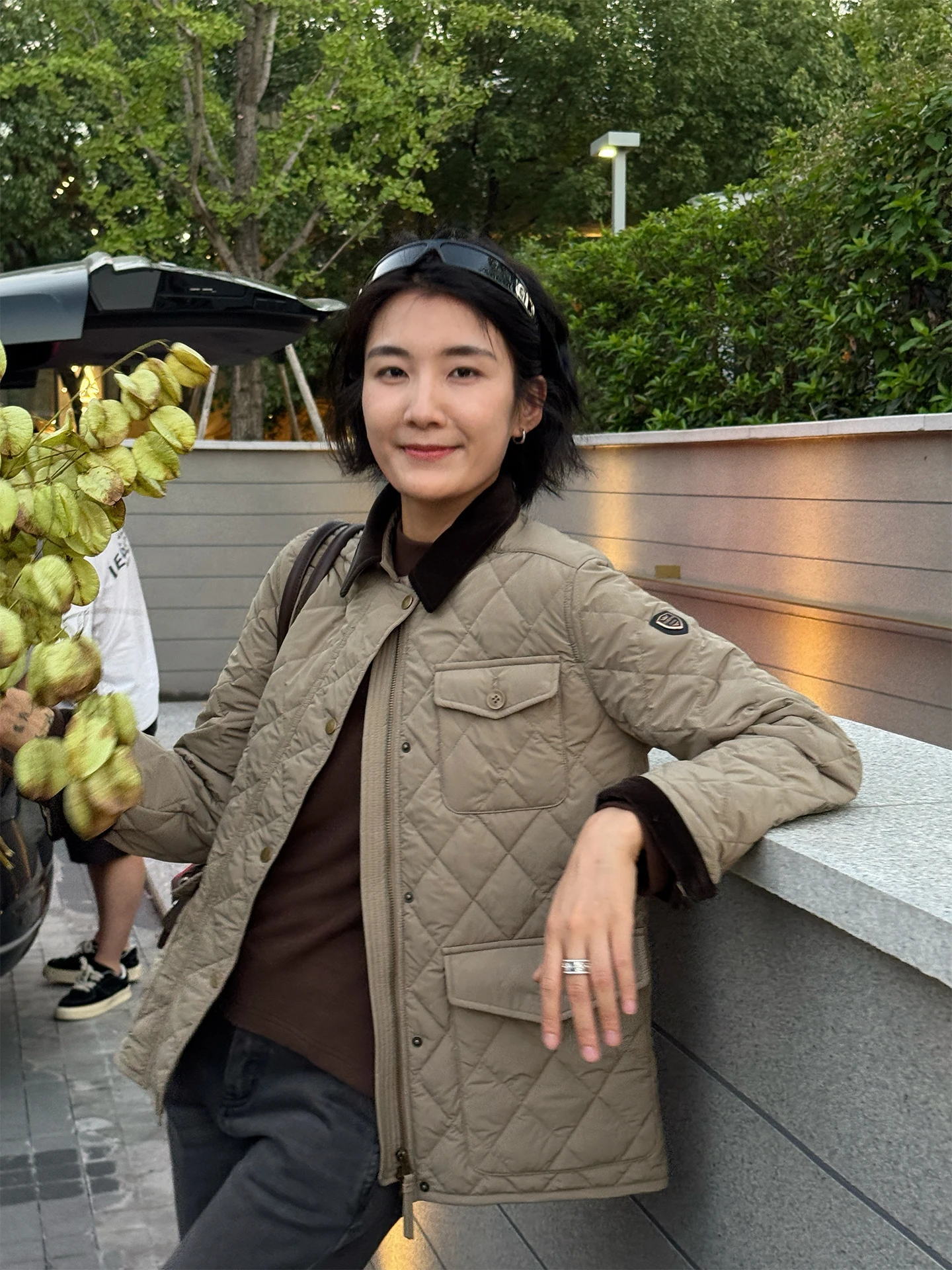 

Lightweight Warm Cotton Workwear Jaet Women's Sle Khaki Collar Diamond Patterned Langqing Commute Loose Fit Long Sve