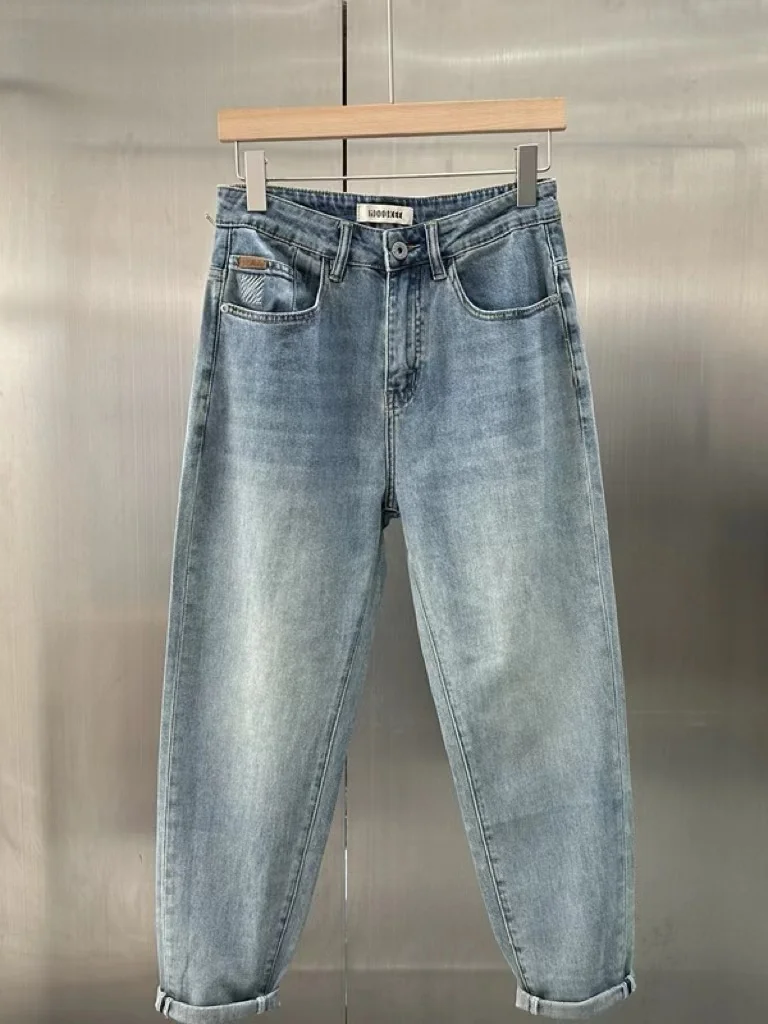 

Модные универсальные мужские джинсы свободного кроя, повседневные однотонные молодежные брюки прямого кроя, длинные брюки, сезонная одежда на весну и осень