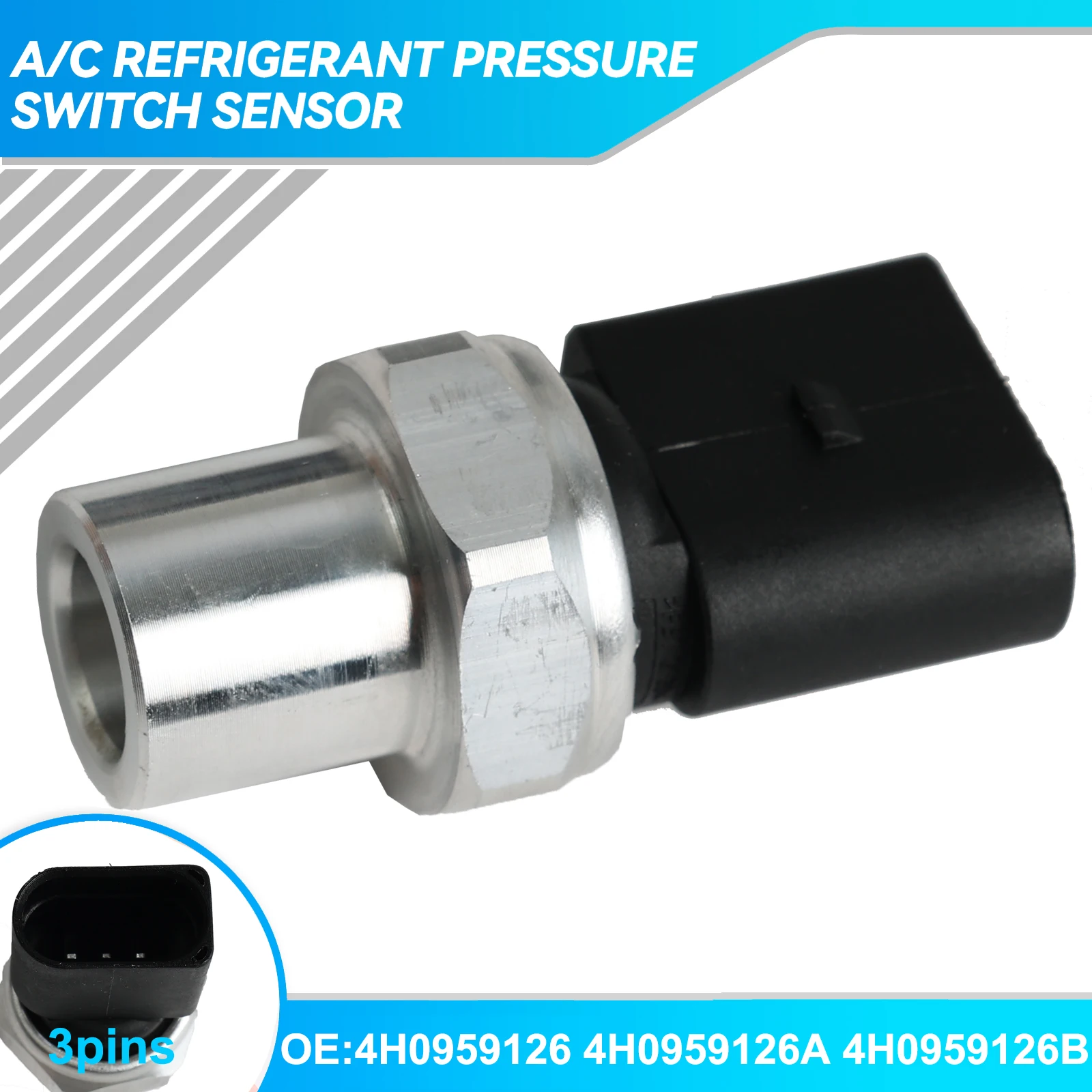 4H0959126A 4H0959126B 4H0959126 A/C Air Conditioning Pressure Switch Sensor For Audi A1 A4 A5 Q2 Q5 VW Tiguan Touareg Seat Skoda