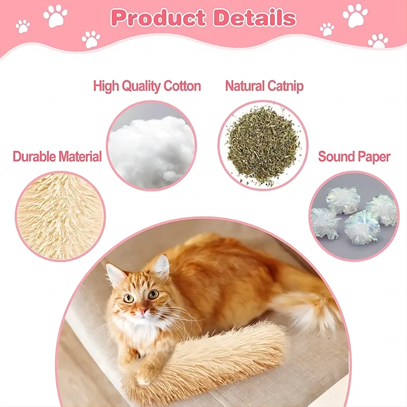 Plush Pillow Cat Toys Catnip Sounding Paper Pet Interactive Self-healing Chew Toy Cat Supplies