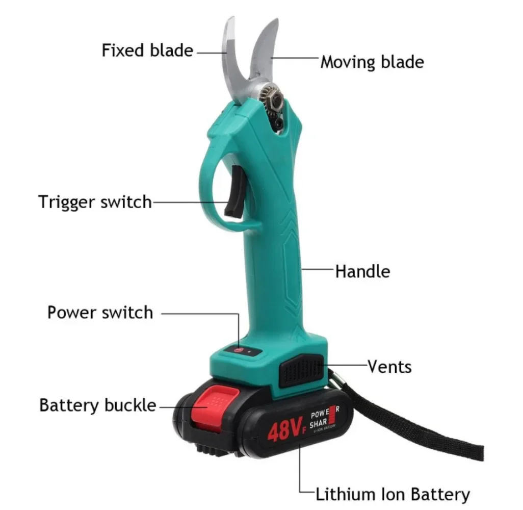 Imagem -04 - Brushless Elétrica Tesoura de Poda Ferramenta de Jardim Pruner sem Fio Tesoura de Jardim Fruteira para Makita 18v Bateria 30 mm