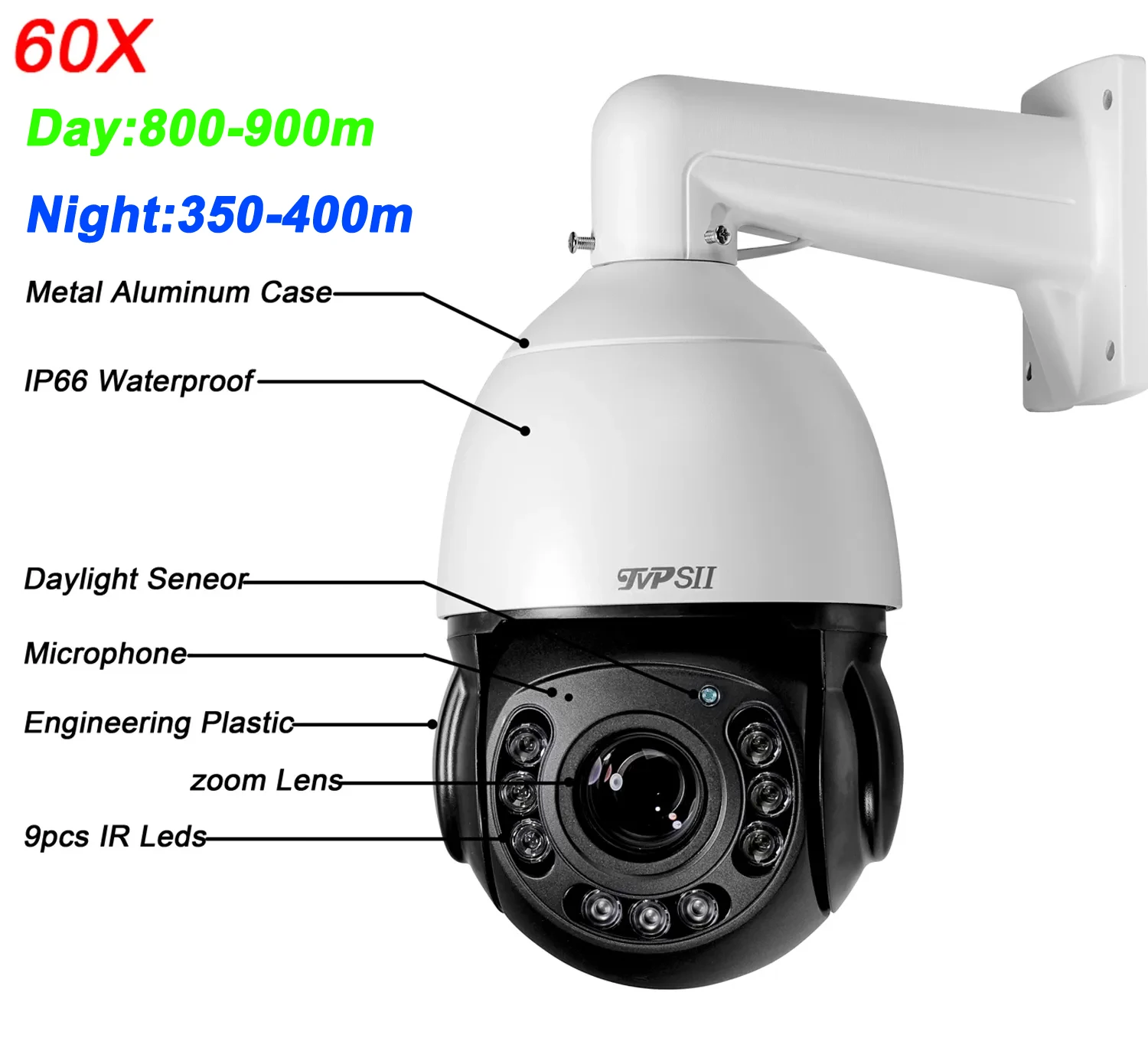 Auto Tracking Car Detection 8MP 4K 60X Optical Zoom 360° Rotation Audio Outdoor ONVIF POE PTZ IP Speed Dome Surveillance Camera