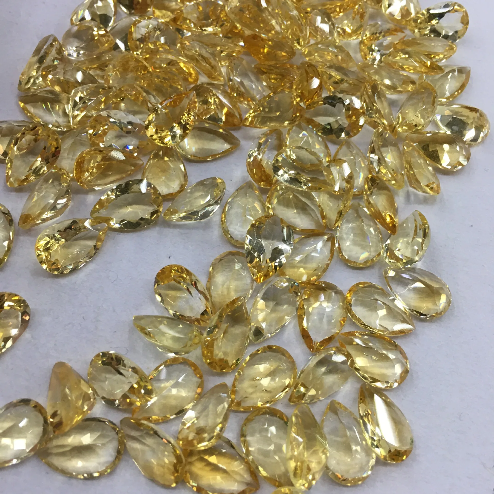 Wholesale 10pcs Genuine Citrine Bead Cabochon 8x12 Faceted Pear Gemstone Cabochon Ring Face For Jewelry making