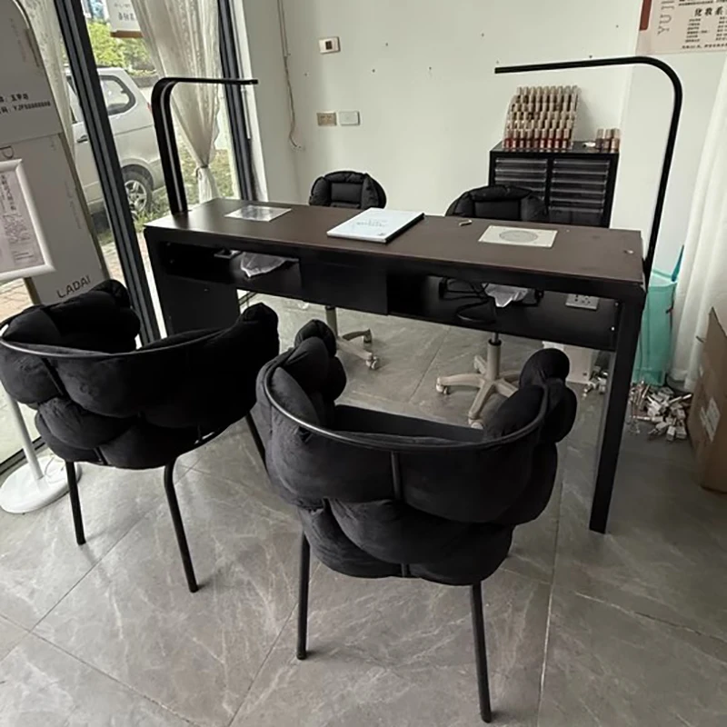 

Profesional Modern Nail Desk With Light Luxury Trendy Elegant Nail Table Italian Premium Table De Manucure Salon Furniture