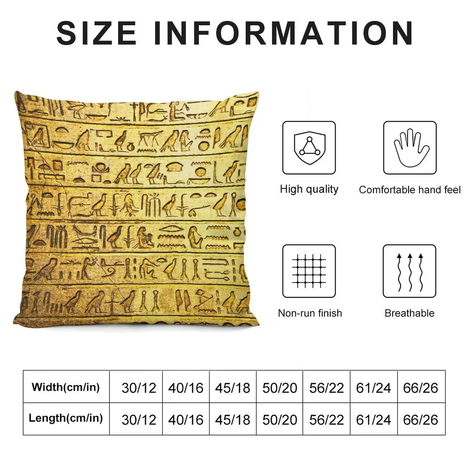 Ancient Egyptian Hieroglyphs Yellow Throw Pillow sleeping pillows Cushions Home Decor pillow