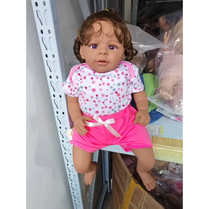 

60cm Handmade Lifelike Silicone Reborn Baby Doll Jaylan Dark Skin Girls Dolls Children Birthday Gift