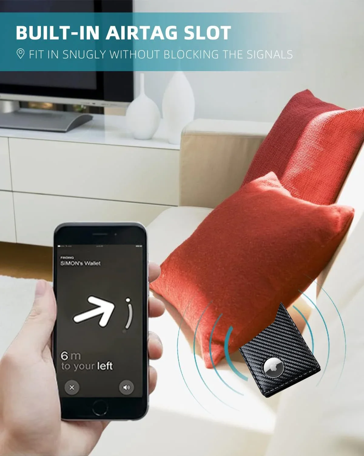 Rfid Airtag Geldbörsen Kohlefaser Kreditkarteninhaber Bifold Geldbeutel Ausweis Bank Karteninhaber Slim Air Tag Geldbörse für Männer Carteiras – Detail 8