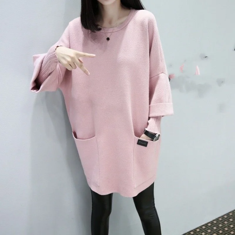 2023 New Autumn and Winter Fashion Crew Neck Warm Pregnant Women\'s Wool Sweater Temperament Casual Pregnant Women\'s Long Sleeves