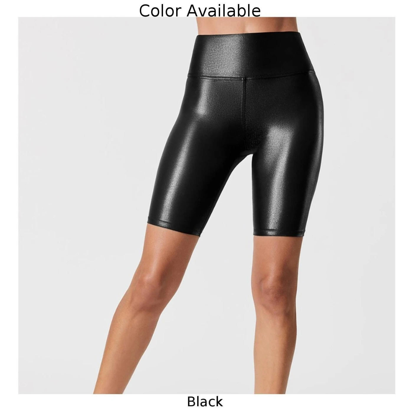 Kobiety Seksowne, elastyczne, wygodne spodnie Clubwear Wet Look PU Leather Cycling Oily Shiny Shorts Solid Color Quick Yoga