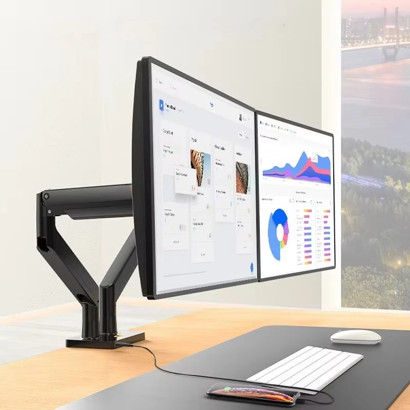 Dual-Screen Desktop Computer Stand New 90 Degree Tilt Angle Monitor Arms Support for Portable Ordinateur 90 Degree