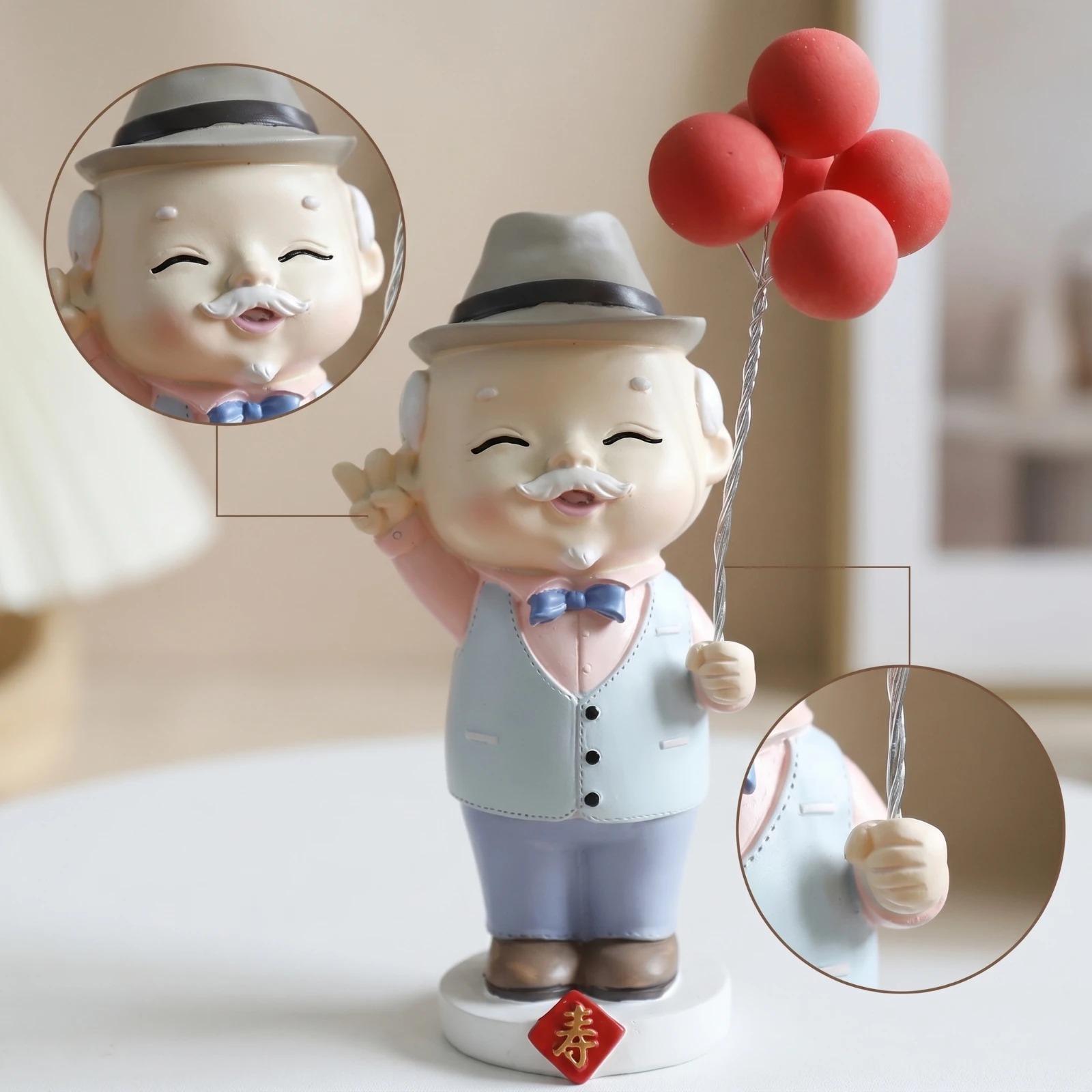 Resin Figurine with Base Decorative Sculpture Statue Compact for Bakers, Birthday, Wedding