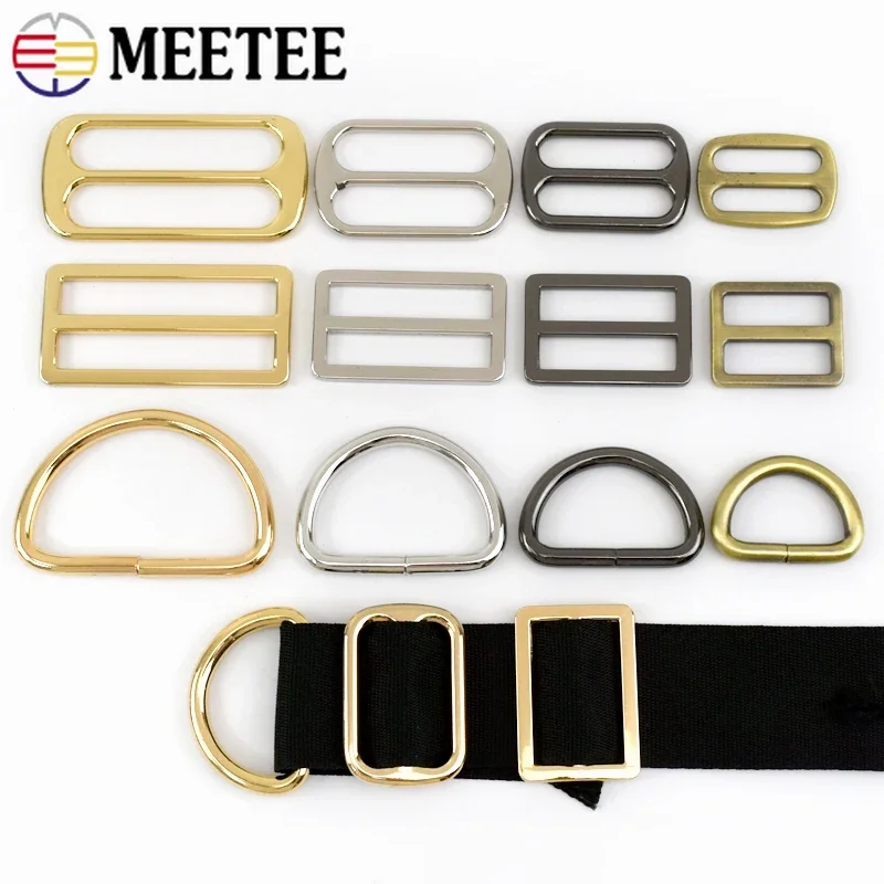 

10Pcs 12-50mm Metal Ring Buckles Bag Slider Tri Glide Adjuster Hook Handbag Buckle for Strap Webbing Clasp Rings DIY Accessories