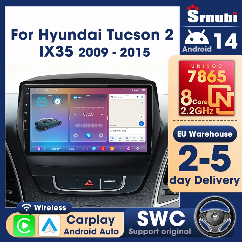 Android 14 Autoradio für Hyundai IX35 Tucson 2 LM 2009 - 2015 Carplay Auto Intelligente Automobilsysteme Bluetooth QLED-Bildschirm