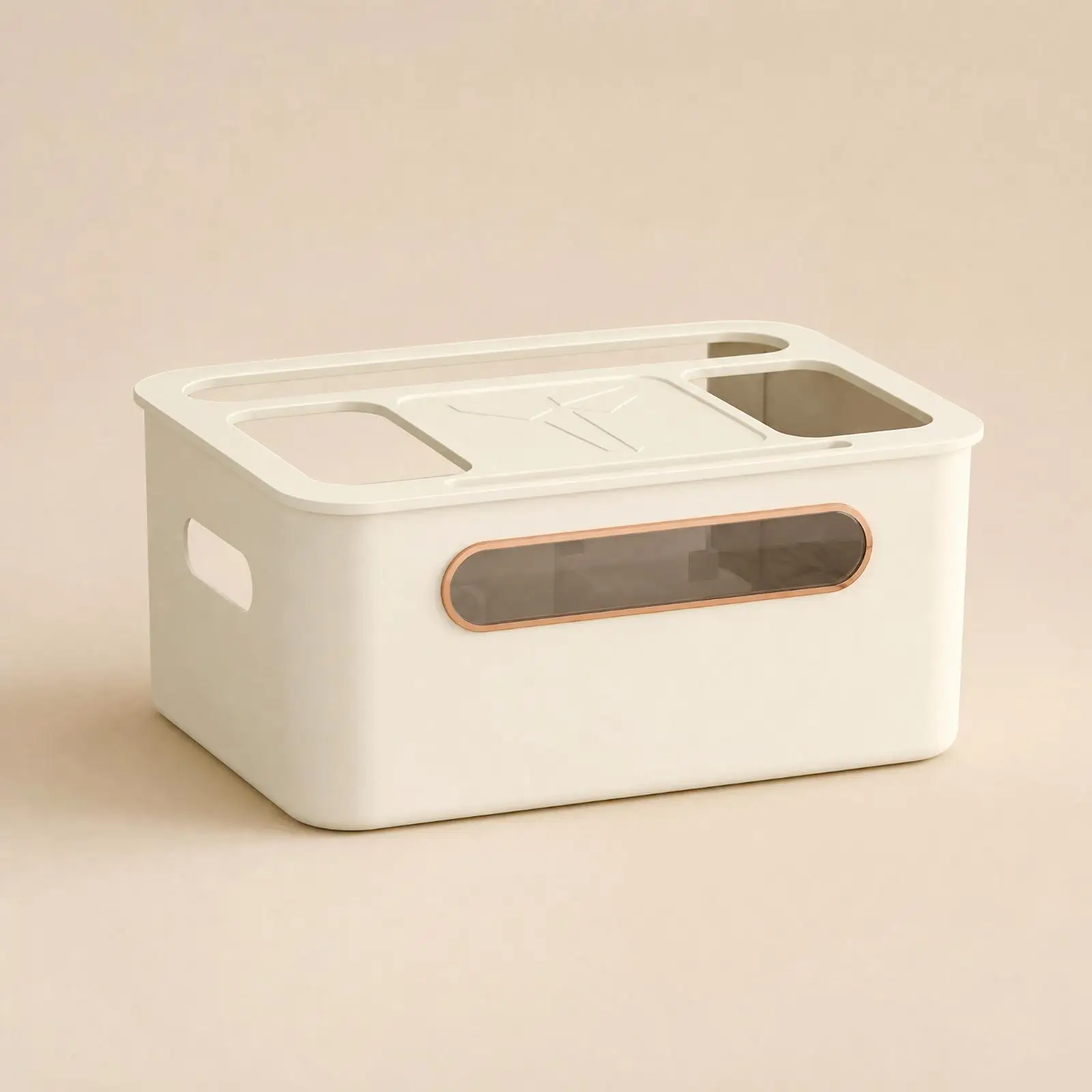 Versatile Electronic Organizer Box for Router and Modem with Flip Lid and Ventilation for Heat Dissipation