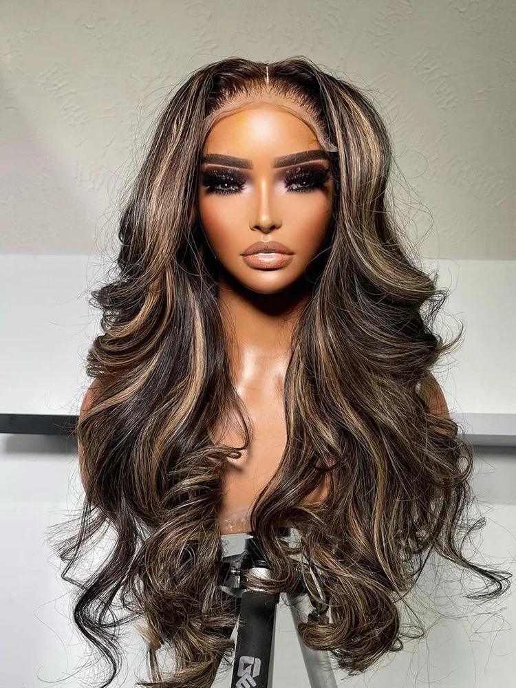 Highlight Blonde Soft 28Inch Body Wave 5x5 Silk Base Glueless  Jewish Human Hair Wig Baby Hair HD Lace European Hair Preplucked