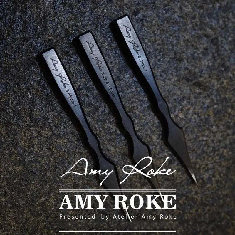 AMY ROKE Single Tooth Pricking Iron - 2.7/3.0/3.38/3.85mm French Style Chisel, Hexagonal Alloy Steel Leather Punch Tool