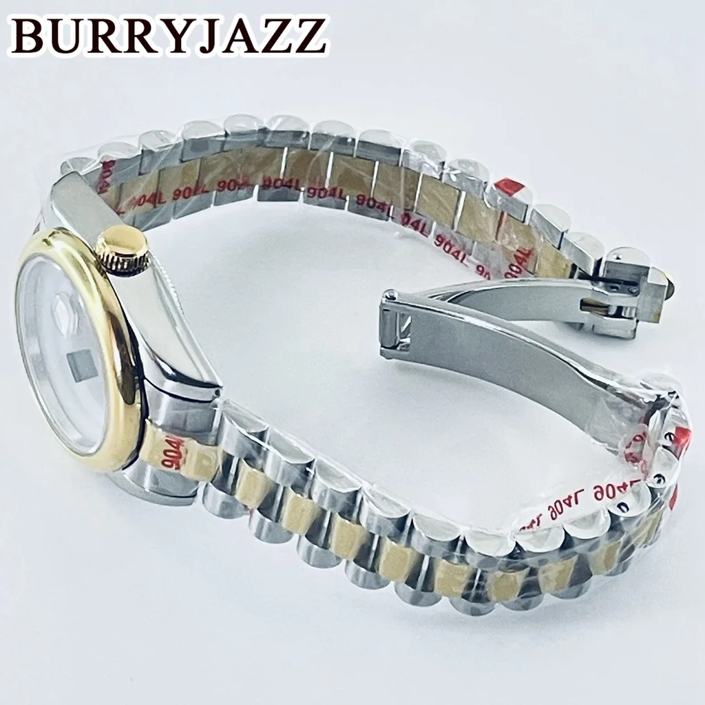 BURRYJAZZ 31 มม.NH05 NH06 นาฬิกา Silver Gold สแตนเลสสตีลพร้อม Sapphire Crysta กันน้ํา