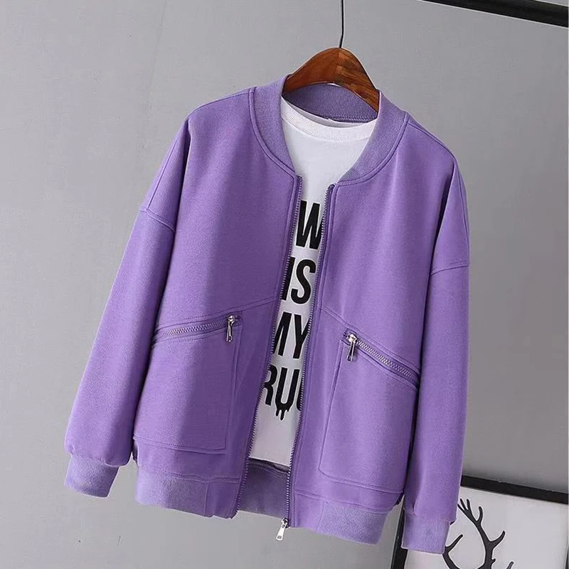 Fashion Stand Collar Spliced Zipper Pockets Solid Color Coats Women\'s Clothing 2023 Autumn Loose Korean Tops Commuter Jackets