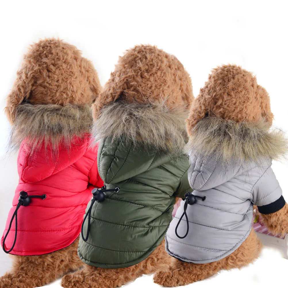 

Pet Winter Down Coat Cotton Hoodie for Small Medium Dogs Warm Clothes Two-Feet Design Outdoor Walking Jogging