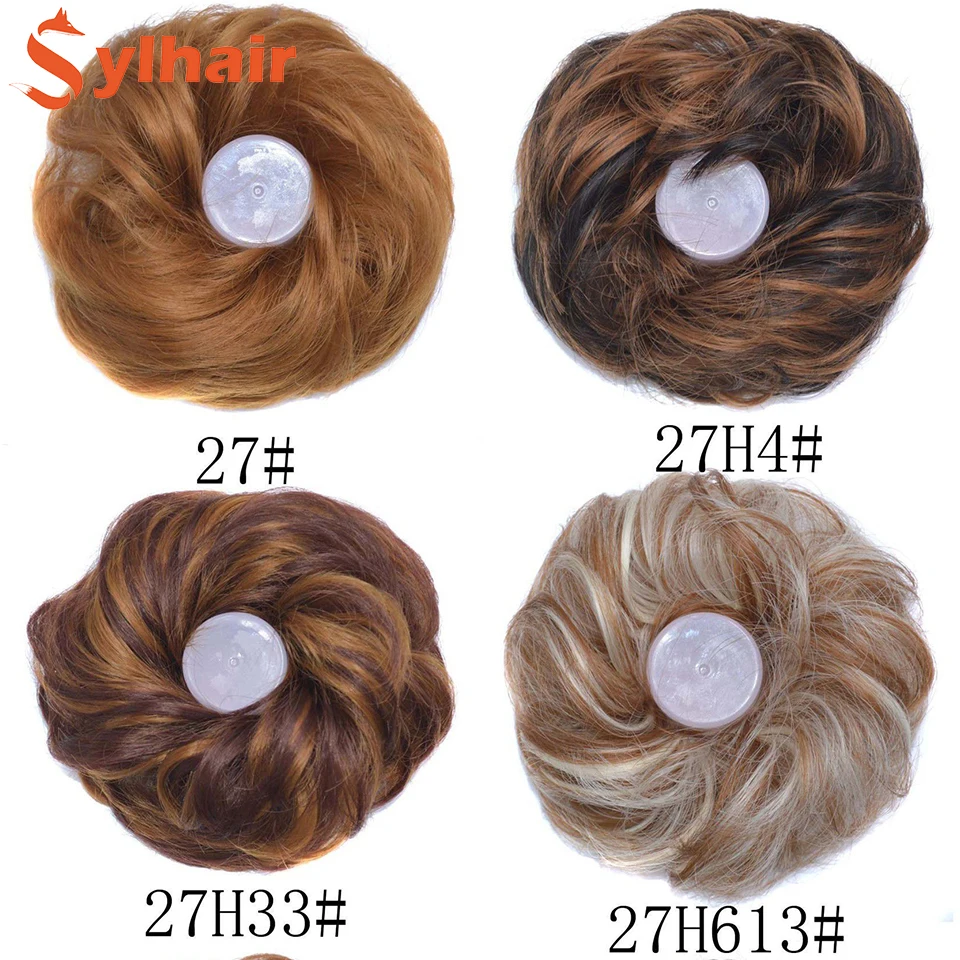 ผม Chignon Donut สังเคราะห์ Bun Fluffy Tousled Curly วิกผมยืดหยุ่นสำหรับผู้หญิง