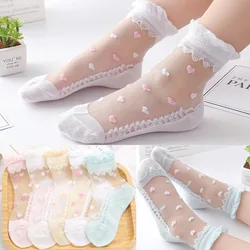 5 Pairs/Lot Girls Socks Summer Breathable Children Short Ankle Socks For 1-12 Years Kids Soft Cotton Lace Princess Mesh Socks