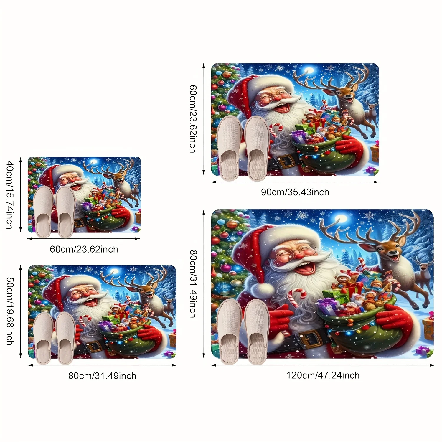 1pc, Christmas, Santa Claus, Front Door Mat, Non-Slip Bottom Quick-Drying Mat, Welcome Paddle, Lake Theme Pattern, Lake House