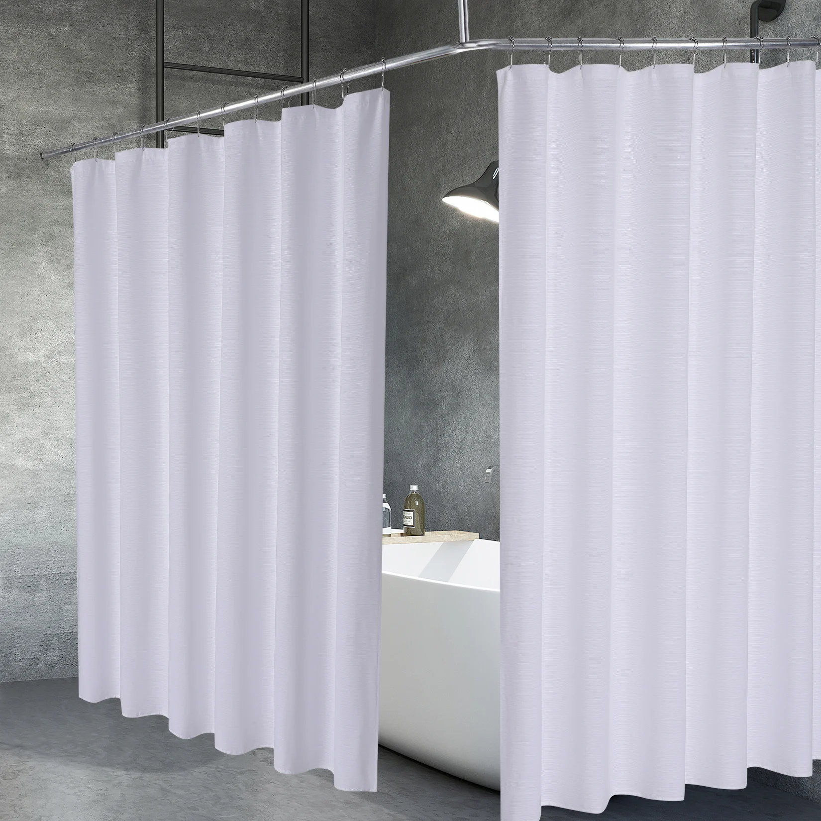 Shower Curtains Waterproof Thick Fabric Bath Curtain for Home and Hotel Bathroom Bathtub Solid White Cover 71x72 Inch