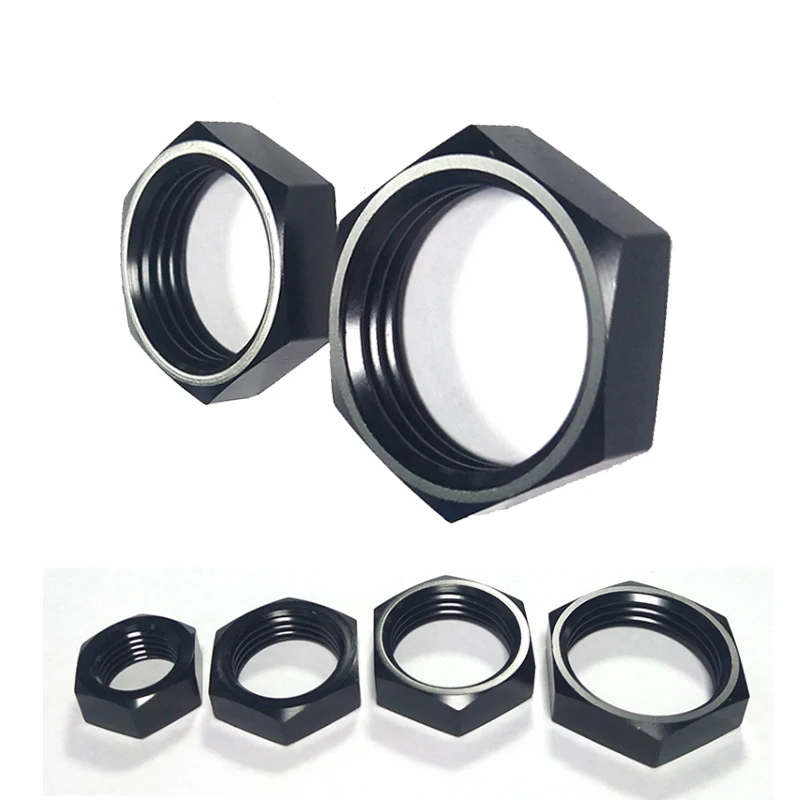 Aluminum Black Bulkhead Locking Nut Fitting 6AN 8AN 10AN 12AN - Automotive Hose Connector for Engine Oil Fuel Piping