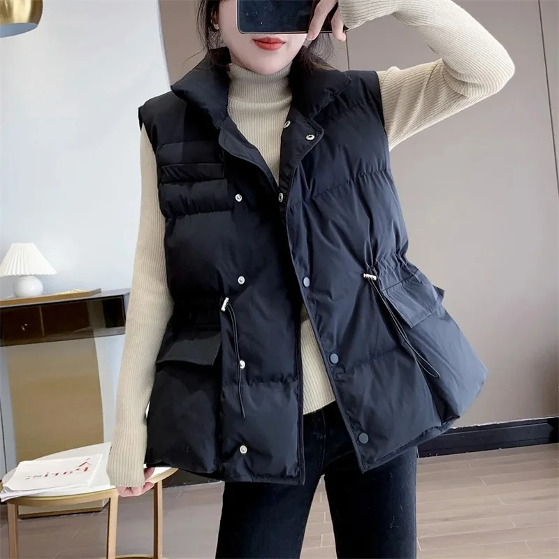 2023 Fashion Vest for Women Winter Jacket Women Warm Top Padded Puffer Vests New Solid Sleeveless Jackets Casual Vintage Parkas