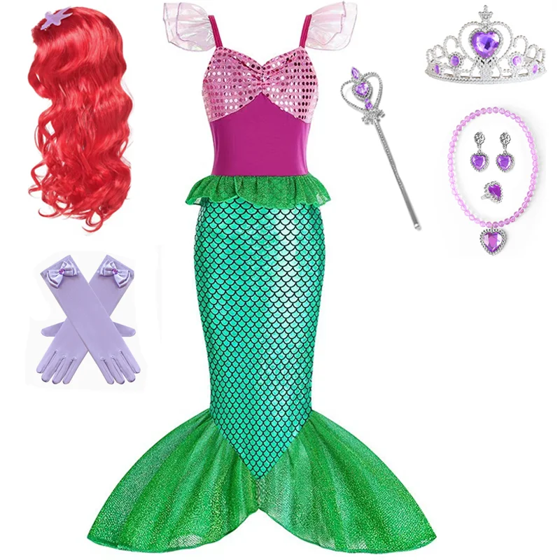 

Детский карнавальный костюм русалки с блестками, платье принцессы с рыбьим хвостом для девочек, карнавальное платье для Хэллоуина, дня рождения, выпускного вечера, наряды