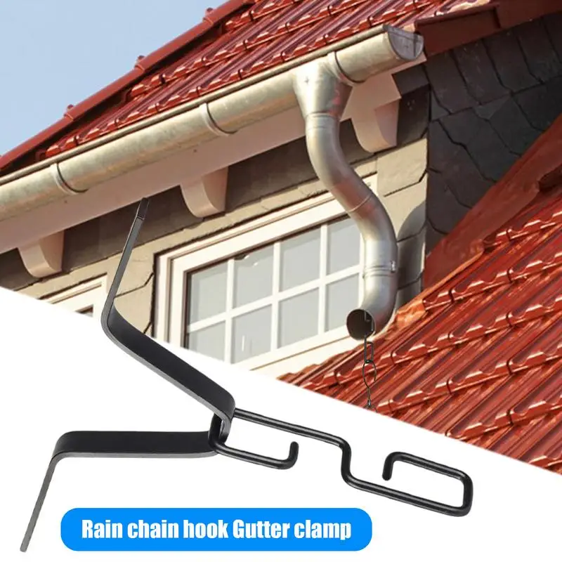 

1 Set Rain Chain Hook Downspout Gutter Rain Chain Drain Iron Replacement Adapter Safe V-Shaped Design Rain Chain Easy-to-Install