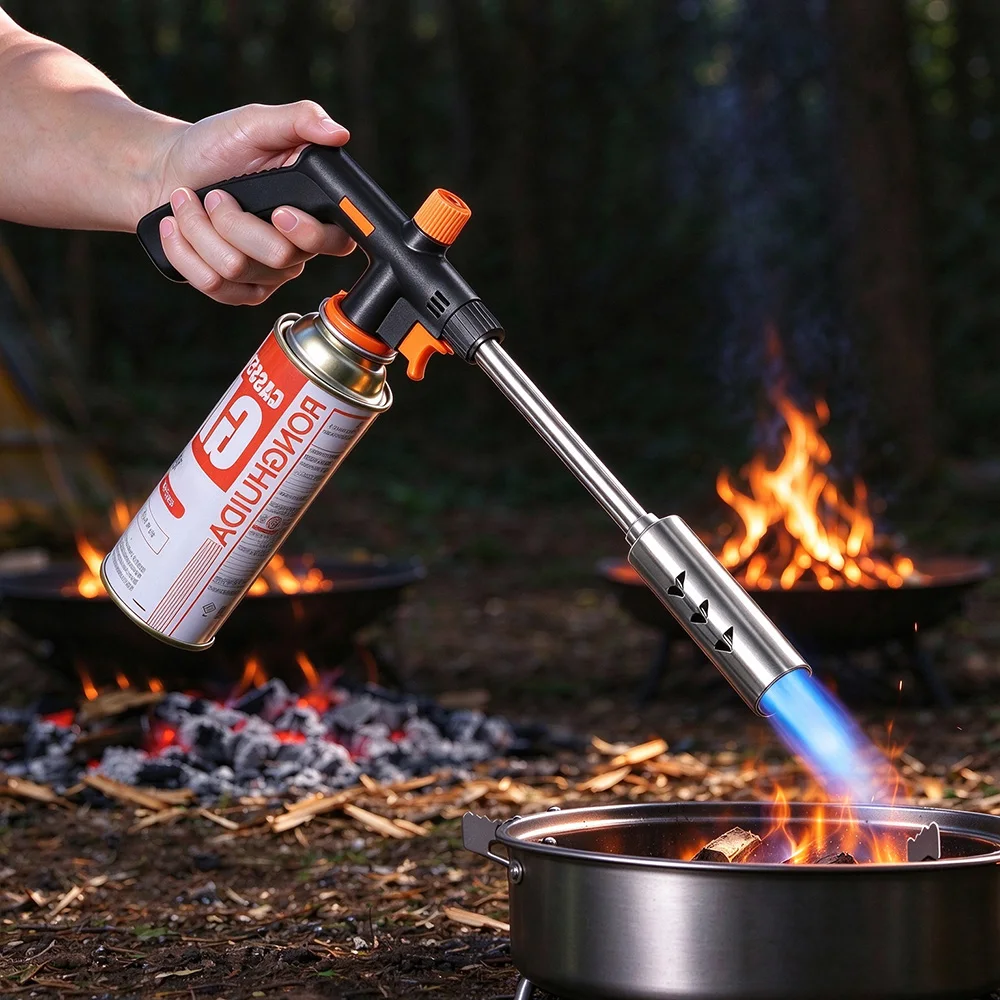 27-56cm Extended Gas Torch Inverted Adjustable Flame Ignition Anti Backfire For BBQ Camping Cooking Baking Welding Outdoor Tool