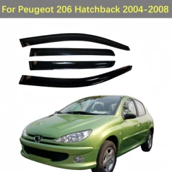 For Peugeot 206 Hatchback 2004-2008 Window Visor Sun Rain Deflector Guard Awnings Shelters Cover Trim Car Styling Accessories