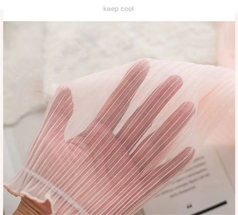 Cute Sweet Summer Mesh Gauze Thin Lace Sun Protection Arm Sleeve Ladies Female UV Protection Ice Silk Sleeves for Women