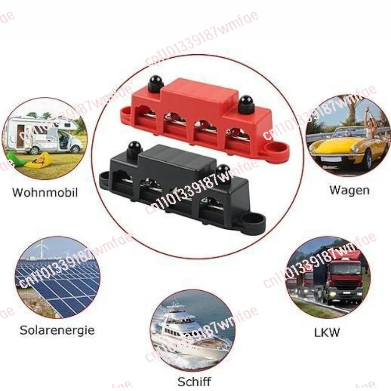 Car Yacht Bus M8M10 High Current Wiring Stud Red Black 4 Stud Distribution Block Grid Assembly