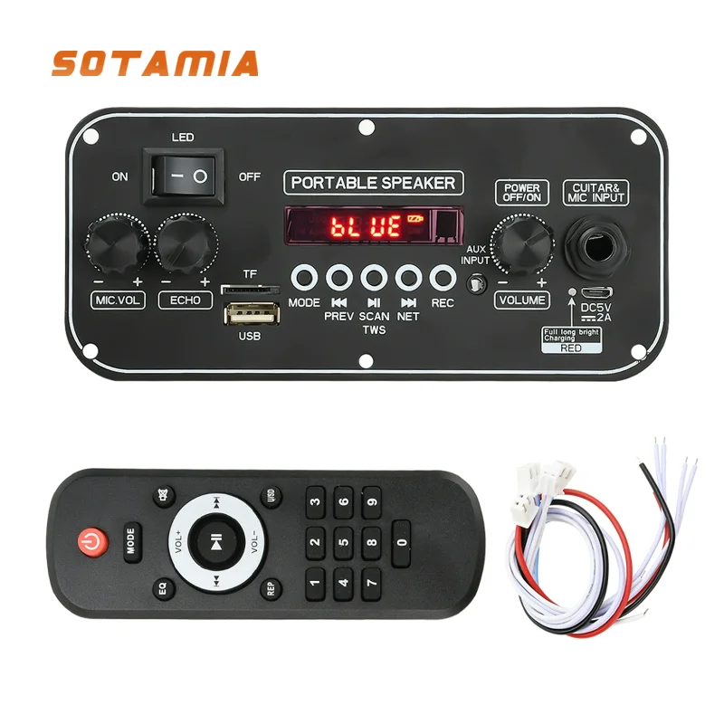 SOTAMIA Power Amplifier Board 2*10W DC3.7-5V MP3 Bluetooth 5.0 Decoding Board Trolley Audio Portable Audio Amplifier