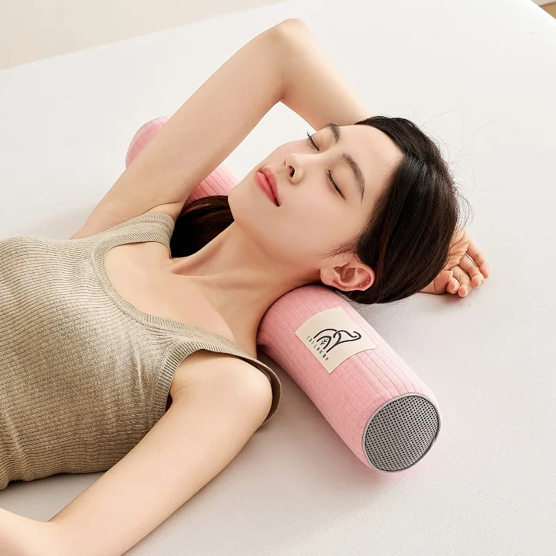 2025 new multi-functional striped latex cylindrical pillow waist pillow soft support breathable comfortable sleep pillow