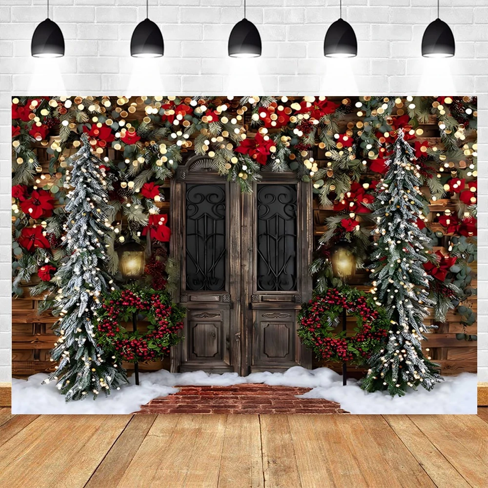 Christmas Photography Backdrop Winter Snow Xams Tree Candy Gifts Snowman Santa Claus Winter Family Party Photo Background Props