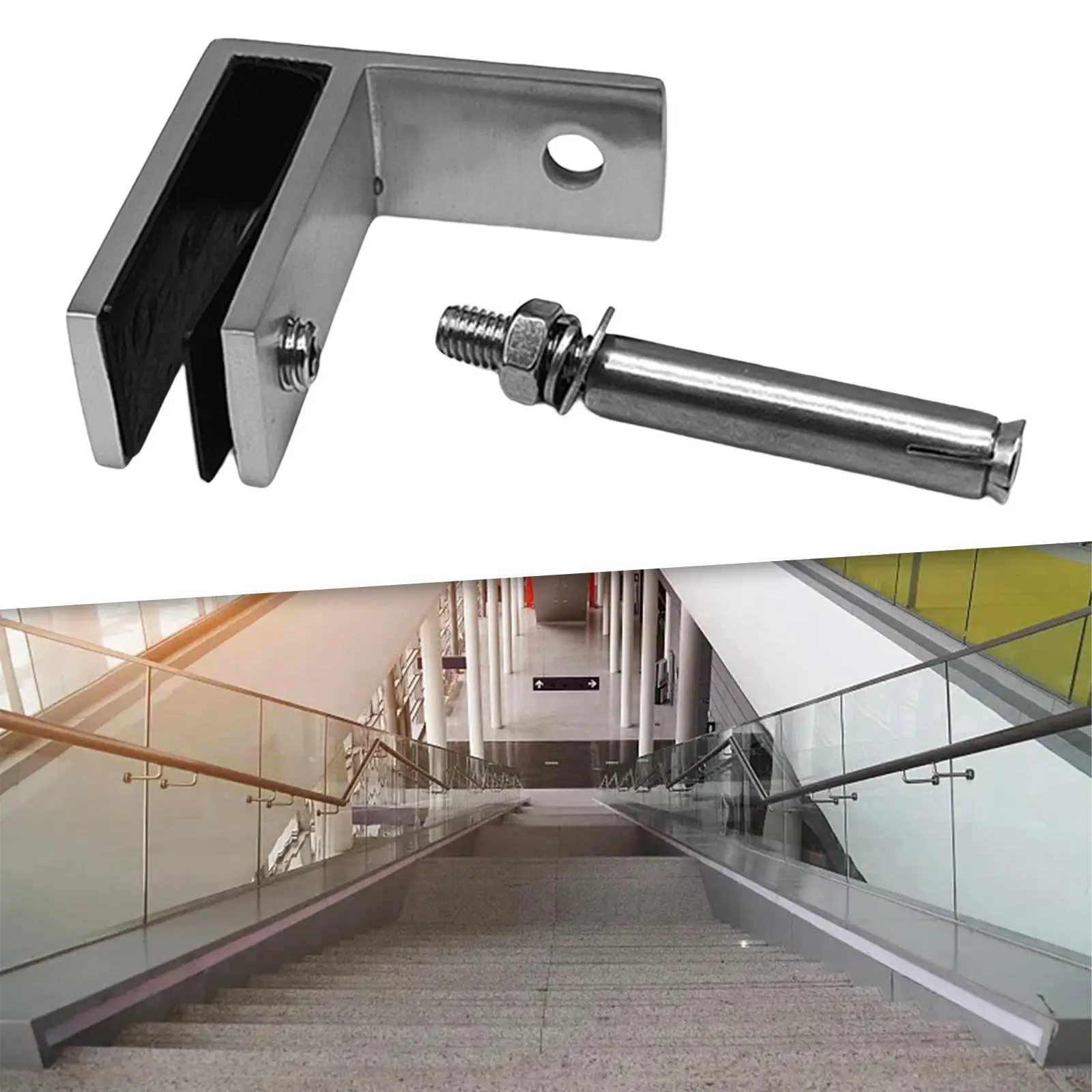Glass Clamp Stainless Steel Multifunction Stable Glass Shelf Bracket Wall Mounted for Home Living Room Garden Entrance Stair