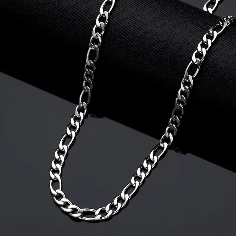 Men's Stainless Steel Link Figaro Chain Necklace for Women High Quality Waterproof Choker Silver Color Jewelry Accessories Gift