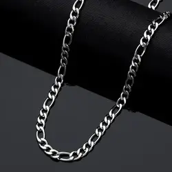Men's Stainless Steel Link Figaro Chain Necklace for Women High Quality Waterproof Choker Silver Color Jewelry Accessories Gift