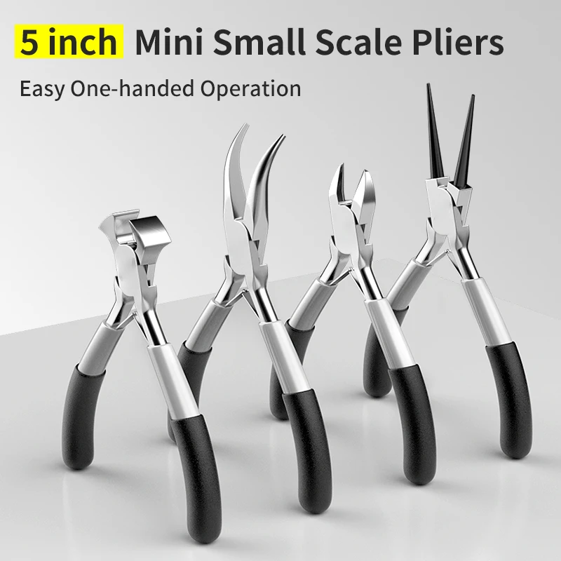 5 Inch Mini Pliers With Pointed Circular Mouth Diagonal Steel Wire Pliers Handmade Beaded Jewelry DIY Multifunctional Pliers