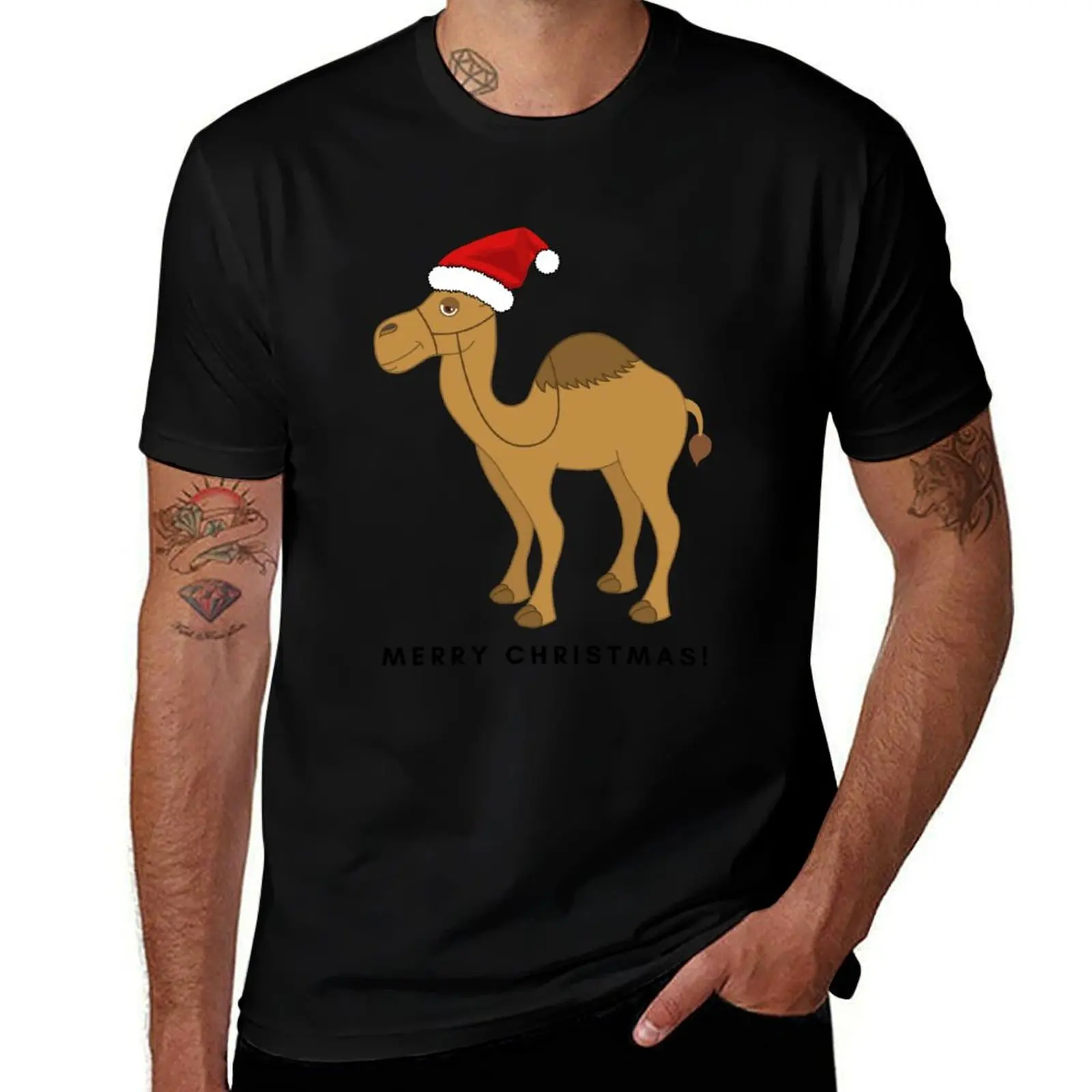 Christmas camel T-Shirt Art Pattern Printed Casual Top T-Shirt