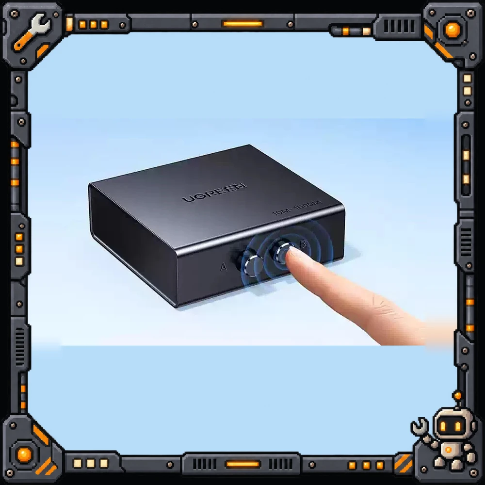 UGREEN 55472 CM782 Gigabit Ethernet Network Switch 2 In 1 Out or 1 In 2 Out RJ45 Selector for Computers and Networks