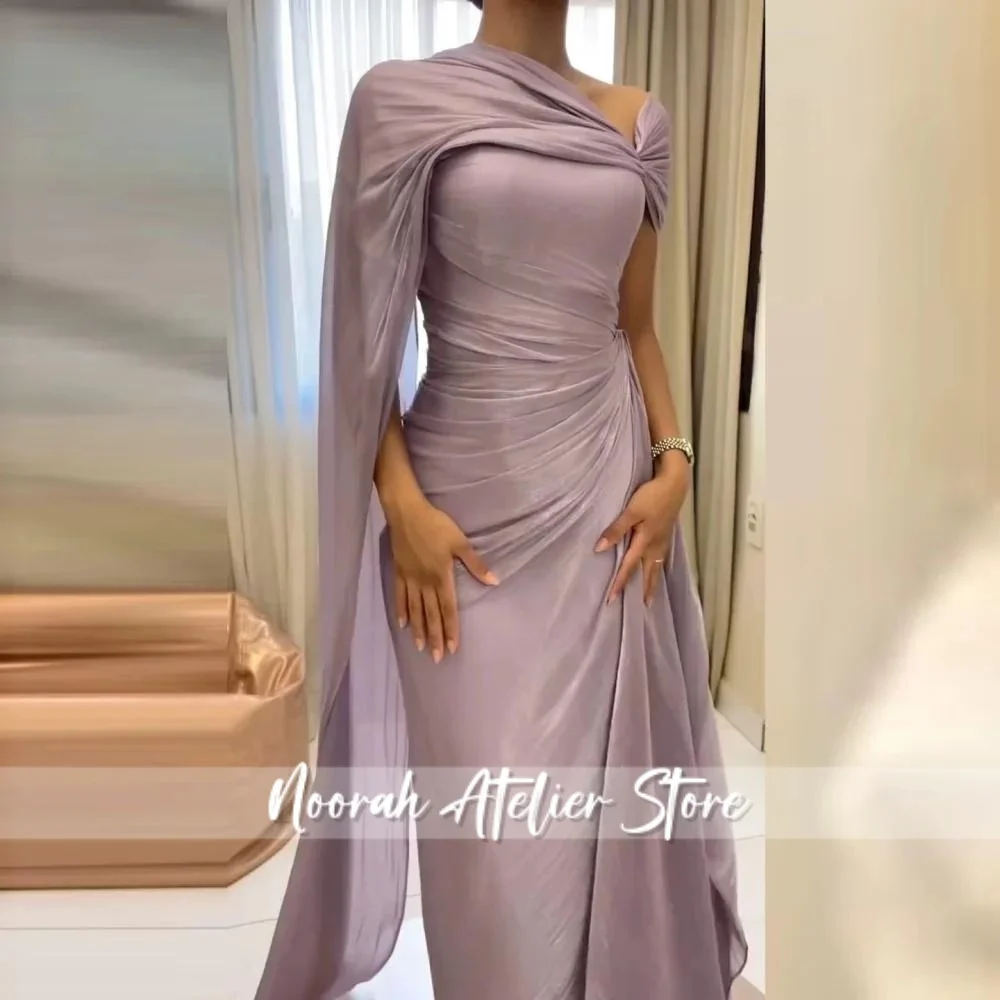 

Purple One Shoulder Prom Dresses 2025 Satin Pleated Mermaid Open Back Zipper Wedding Party Dress Slim Minimalist Customized